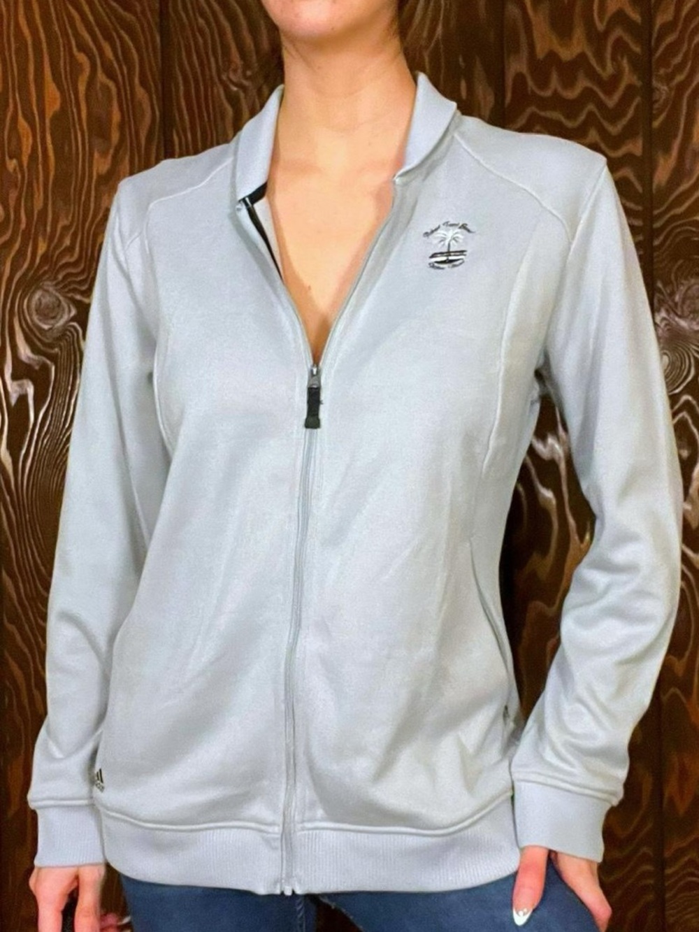 Y2K Adidas light grey zip up jacket sweatshirt